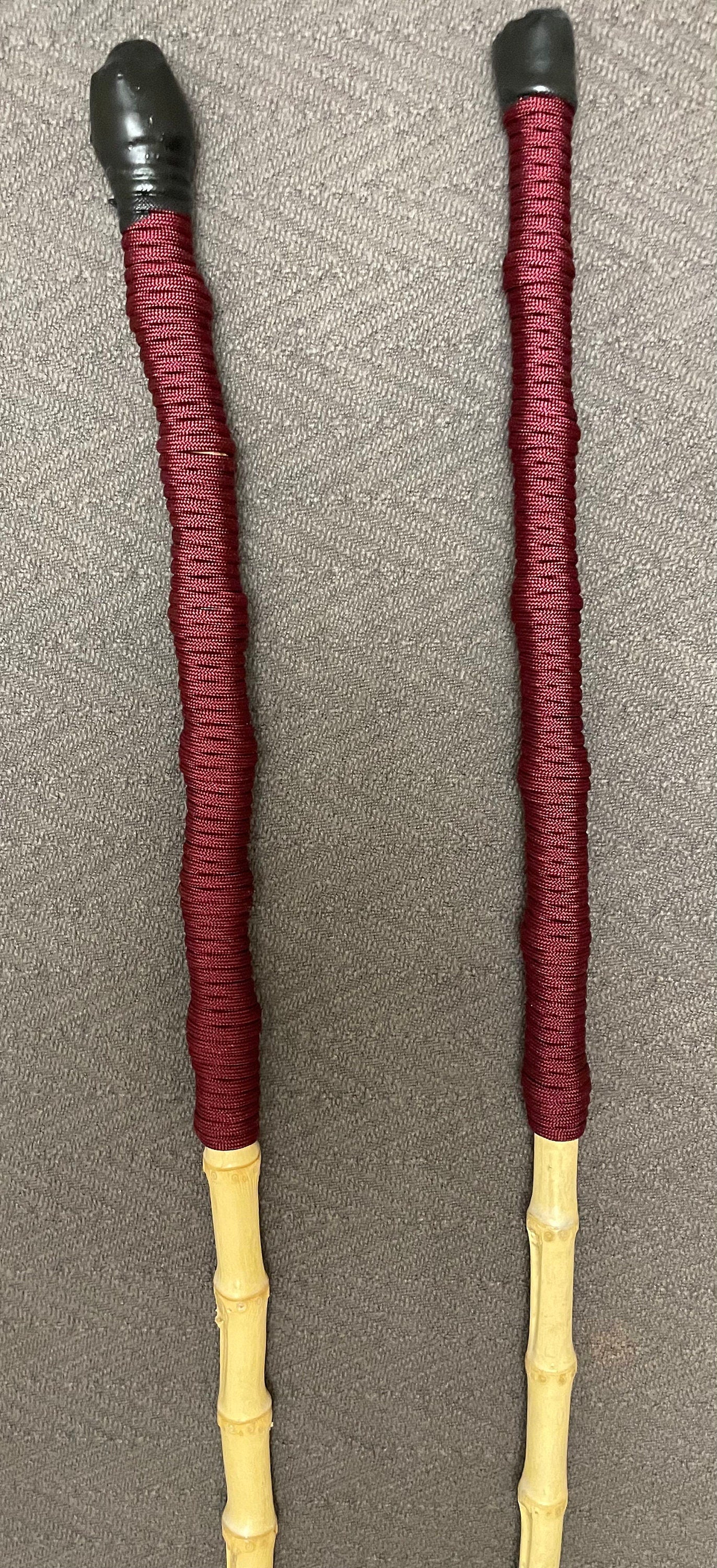 Whangee Canes with Burgundy Paracord Handles