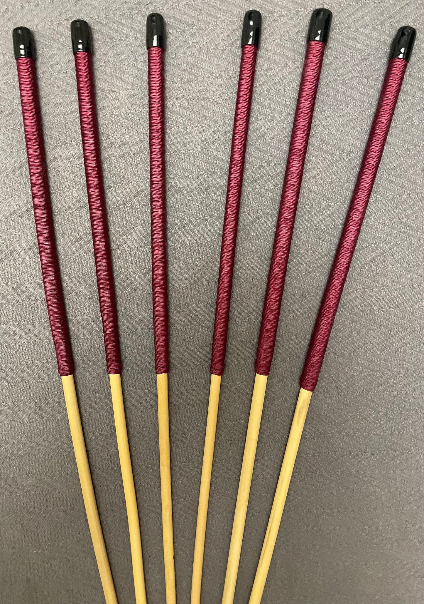 Knotless Dragon Canes / Ultimate Rattan Canes / No Knot Dragon Canes Set of 6 with Burgundy Paracord Handles 85 cms Length