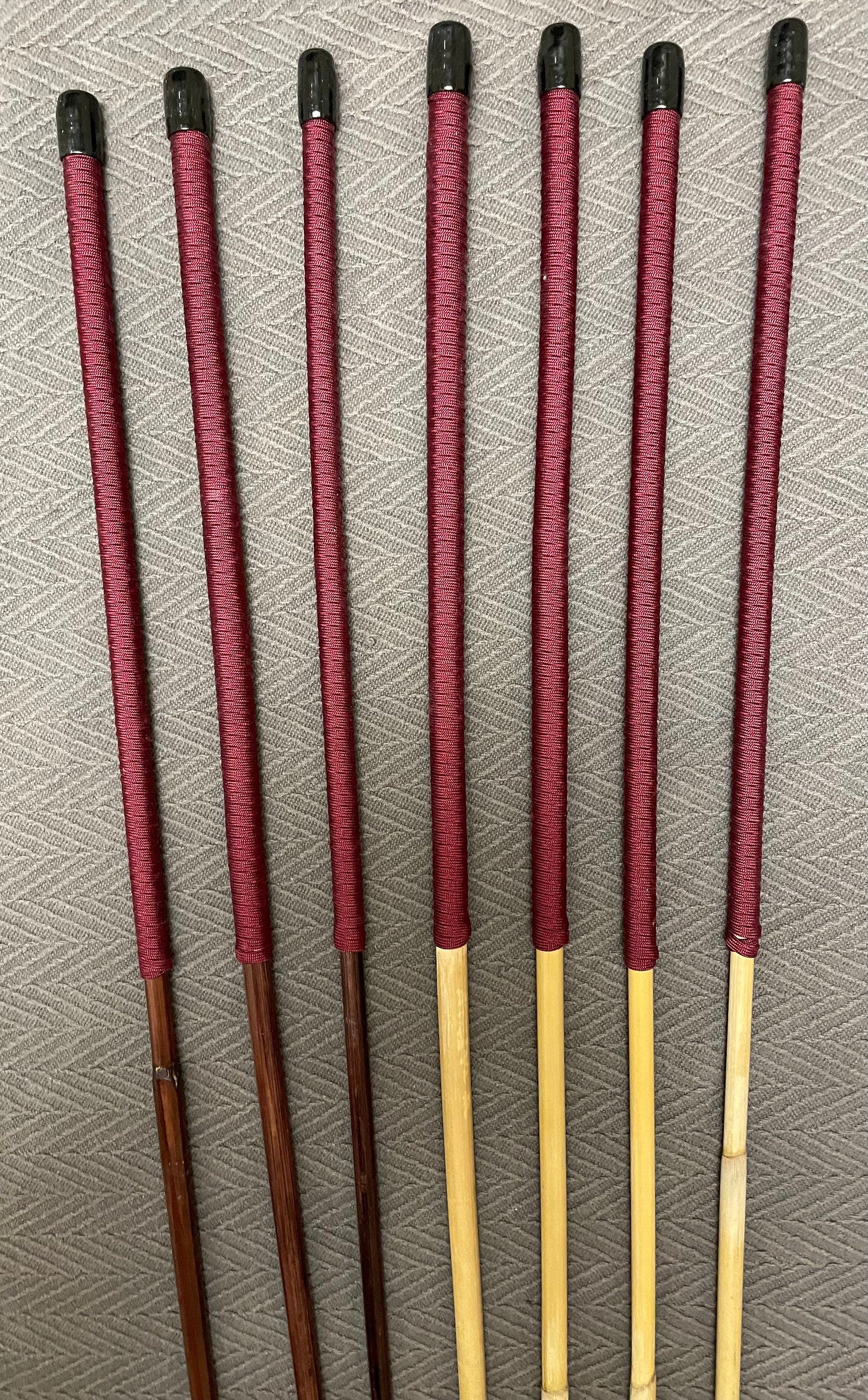 Set of 7 Classic Dragon / Smoked Dragon Canes -  90 to 95 cms Length - Burgundy Paracord Handles