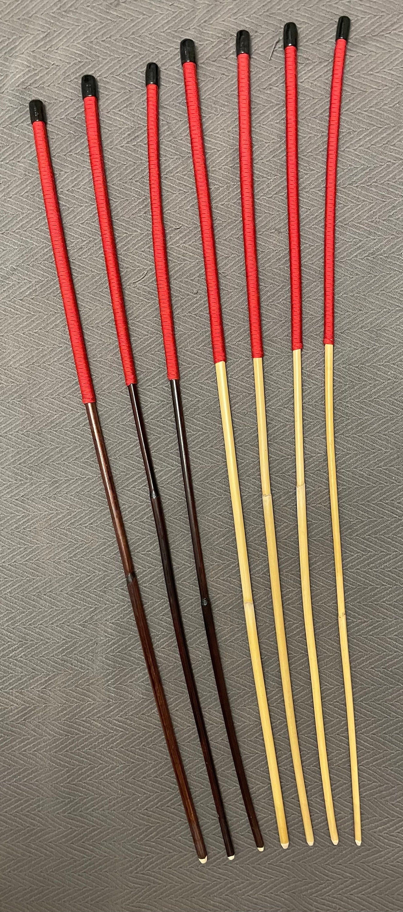 Set of 7 Classic Dragon / Smoked Dragon Canes -  95 cms Length - Imperial Red Paracord Handles