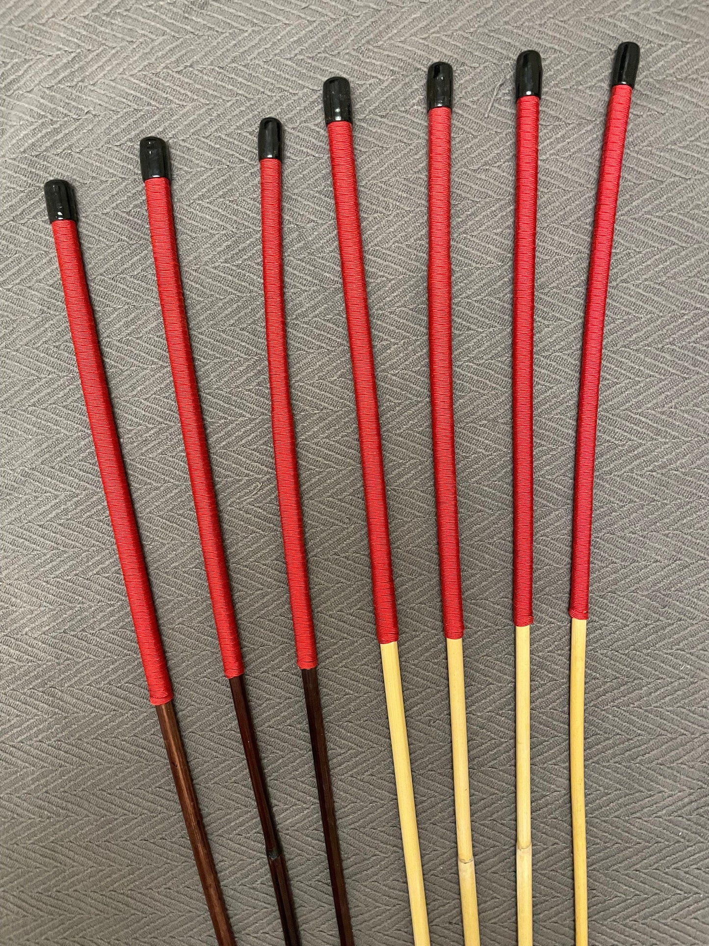 Set of 7 Classic Dragon / Smoked Dragon Canes -  95 cms Length - Imperial Red Paracord Handles
