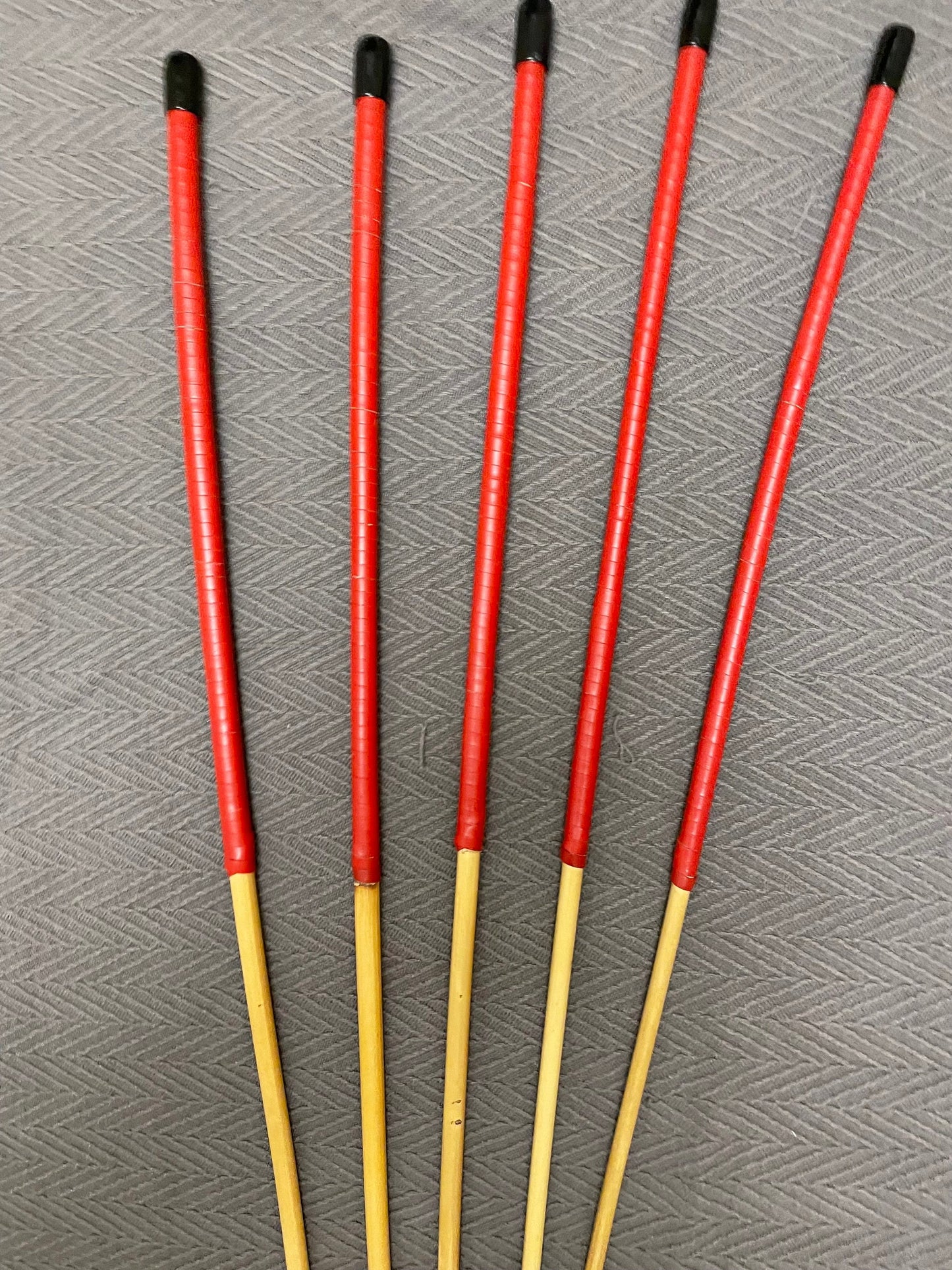 Set of 5 Long Whippy Dragon Canes with Red Kangaroo Leather Handles