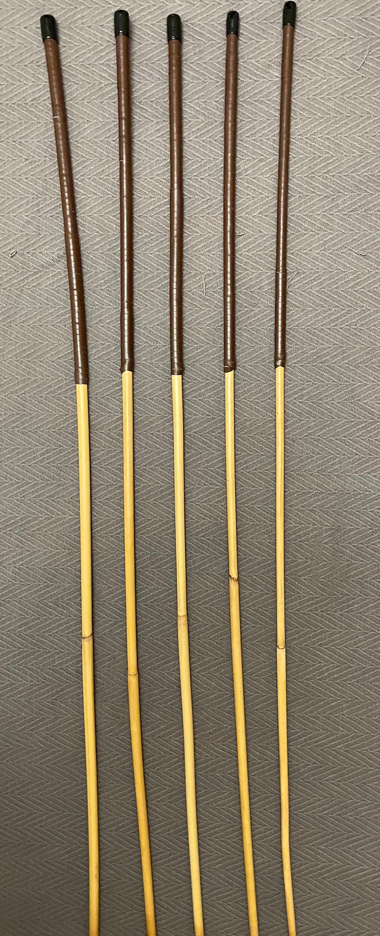 Set of 5 Long Whippy Dragon Canes with Brandy Kangaroo Leather Handles