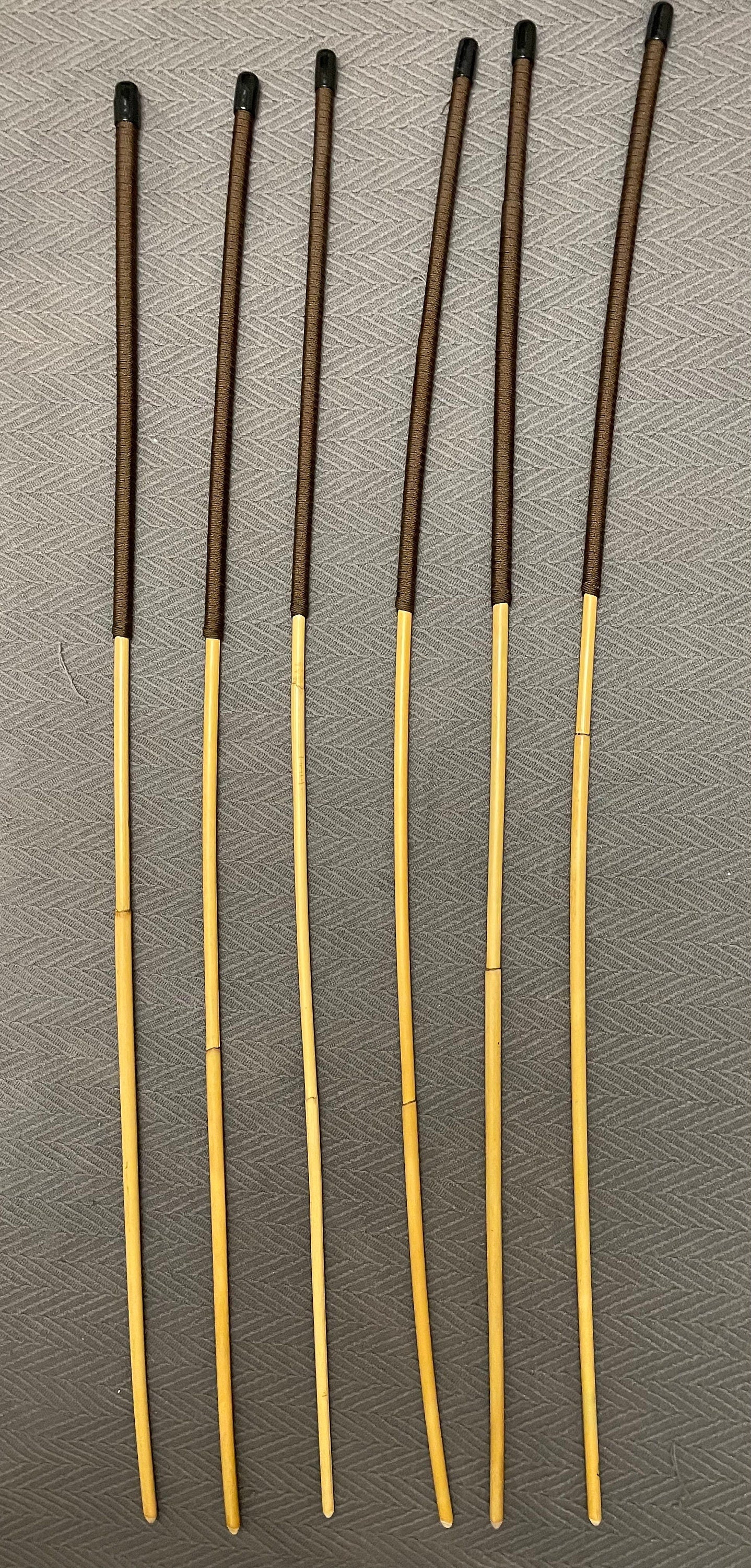 The Stinger Six Set of 6 Whippy Thin Swishy Dragon Canes  with Brown Paracord Handles - 95 cms Length