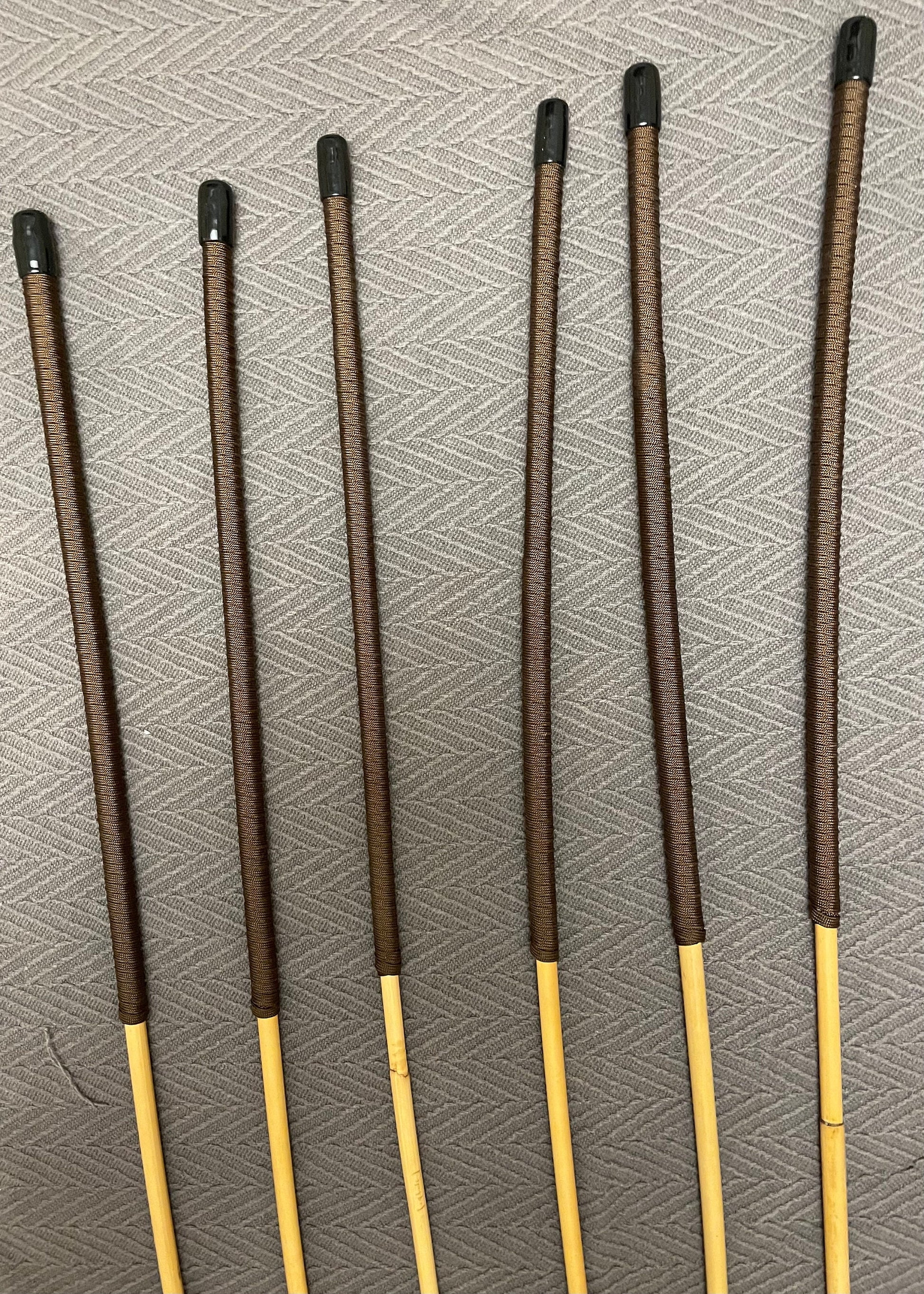 The Stinger Six Set of 6 Whippy Thin Swishy Dragon Canes  with Brown Paracord Handles - 95 cms Length
