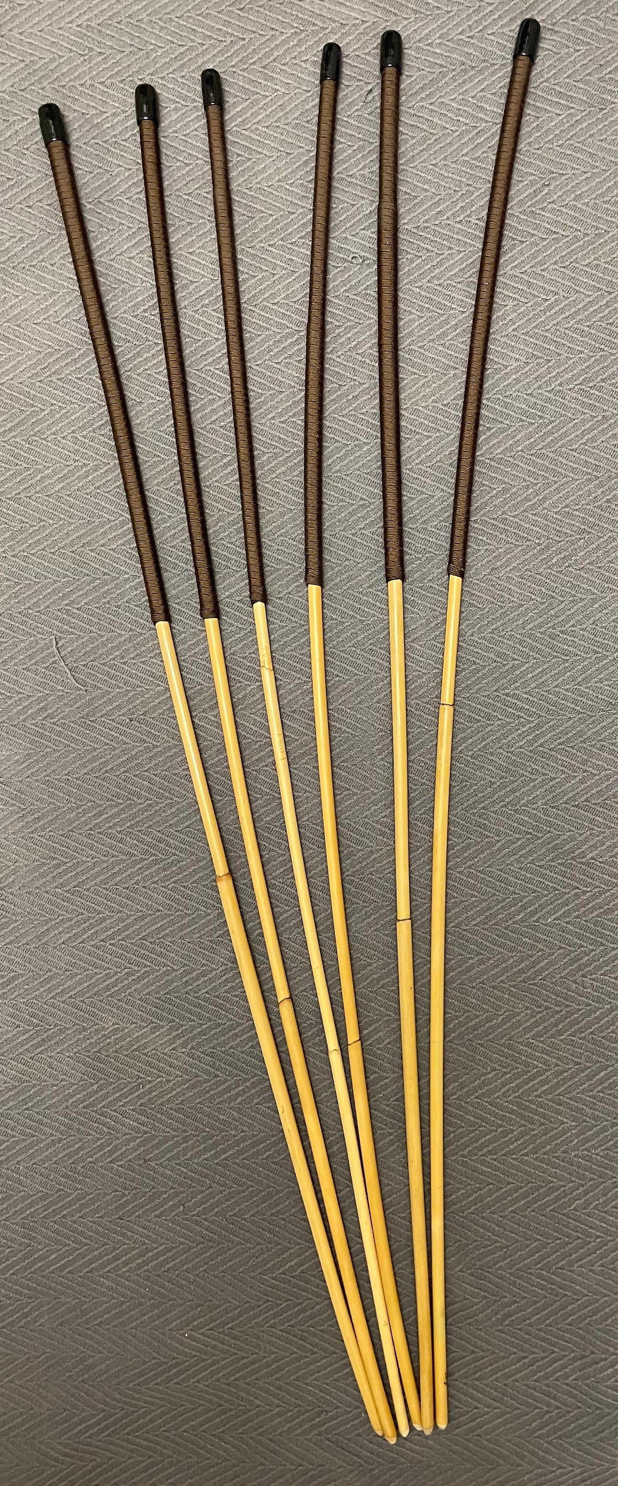 The Stinger Six Set of 6 Whippy Thin Swishy Dragon Canes  with Brown Paracord Handles - 95 cms Length