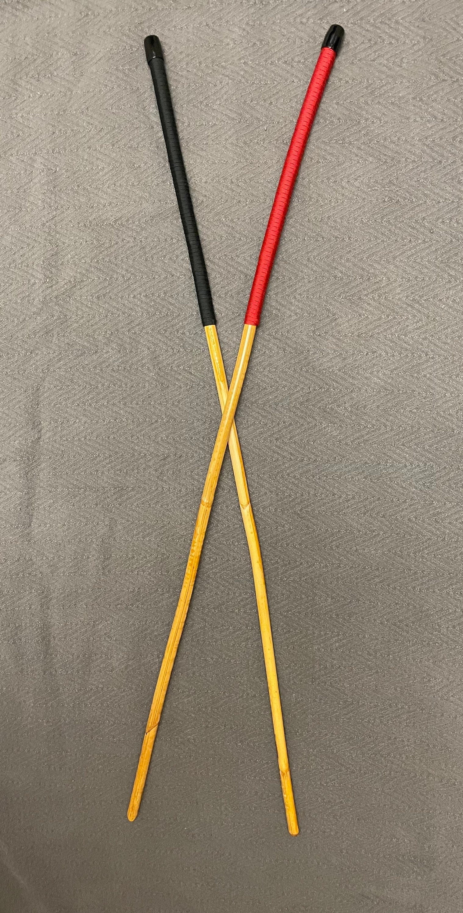 Reformatory Wardress / Eton Premium Kooboo Rattan Punishment Canes - 85 to 90 cms Length - Black or Red Paracord Handles