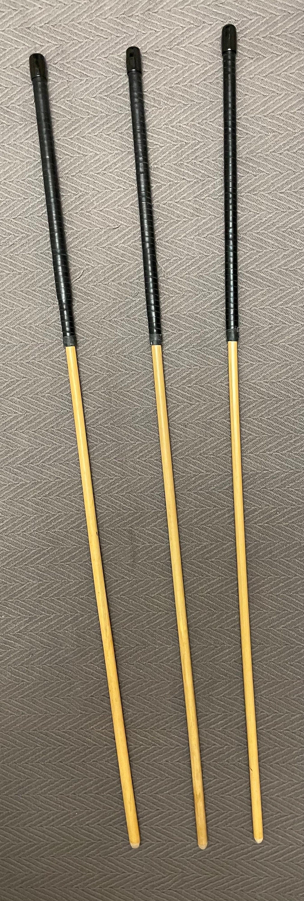 Set of 3 Knotless Dragon Canes / Ultimate Rattan Canes / No Knot Canes with Black Kangaroo Leather Handles