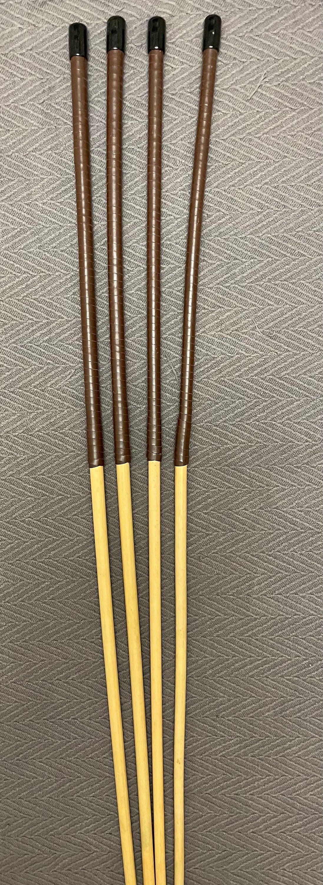 Knotless Dragon Canes / Ultimate Rattan Canes Set of 4 with Brandy Kangaroo Leather Handles 92 cms Length - Englishvice Canes