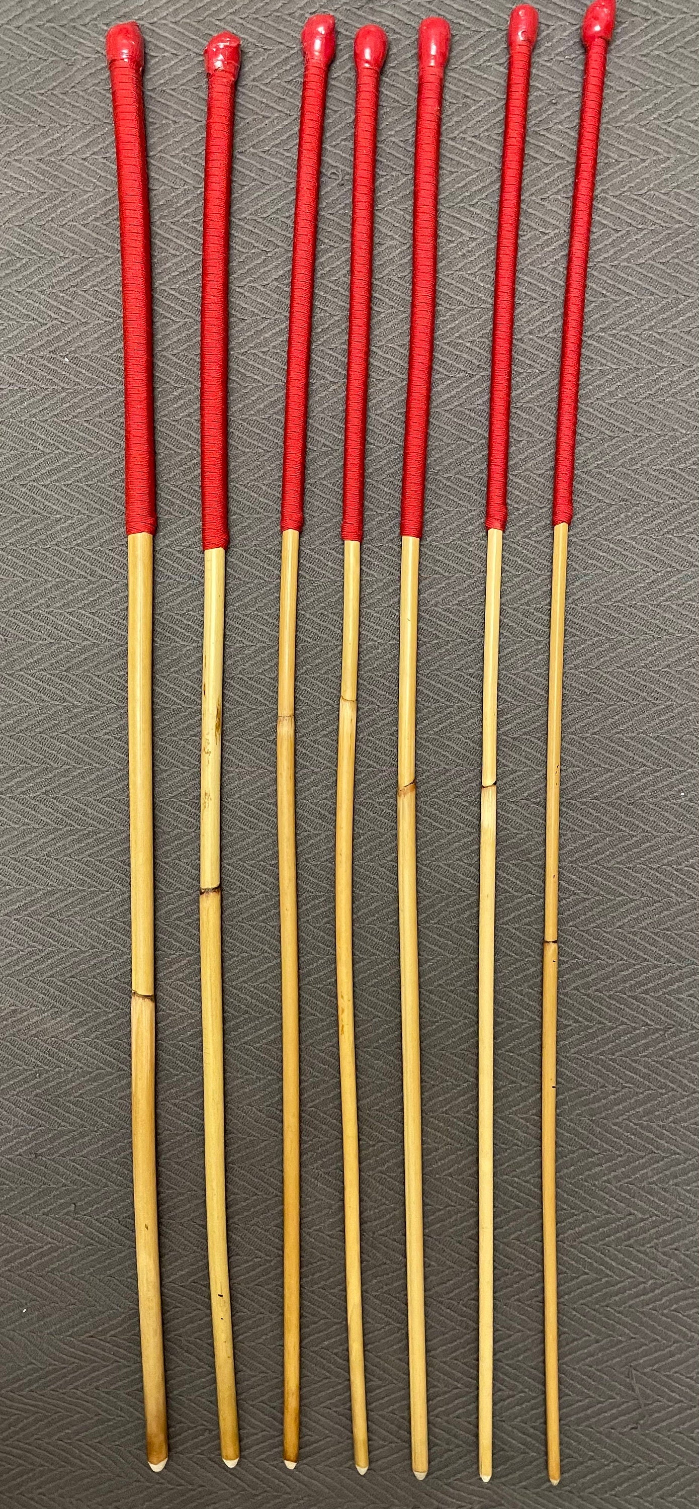 Set of 7 Classic Dragon Canes / School Canes / Punishment Canes / BDSM Canes - 90 cms Length - Red Paracord Handles