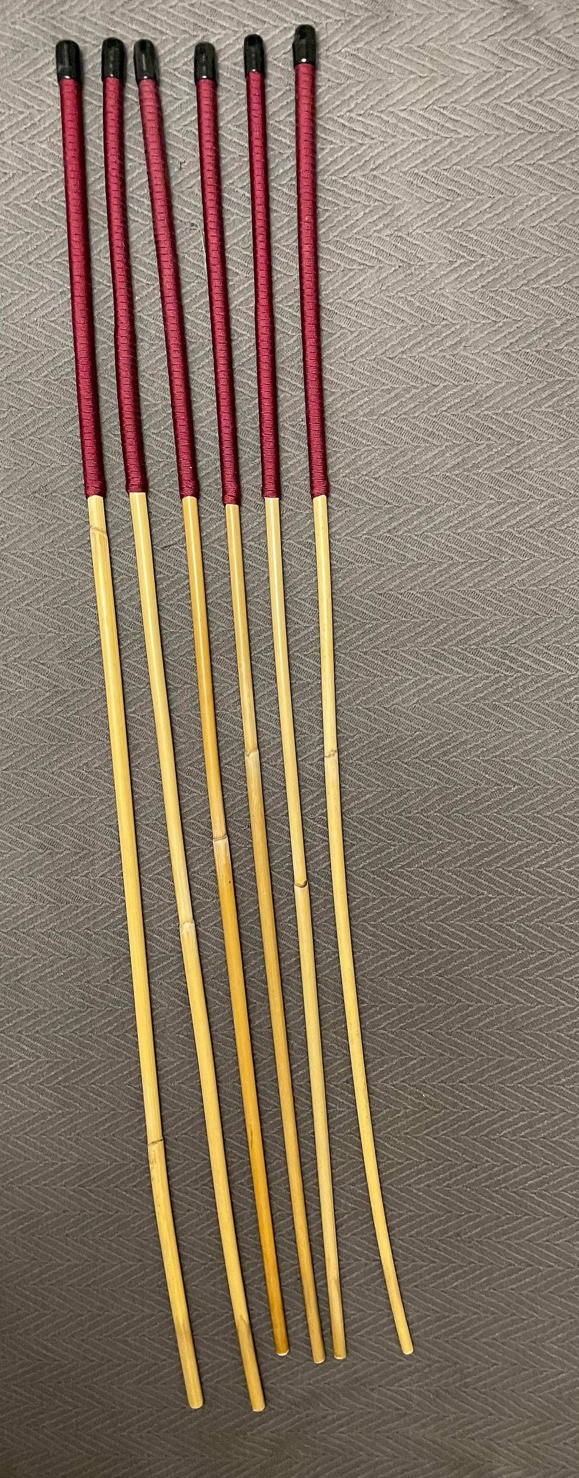 Set of 6 Classic Dragon Rattan Punishment Canes / School Canes  with Burgundy Paracord Handles