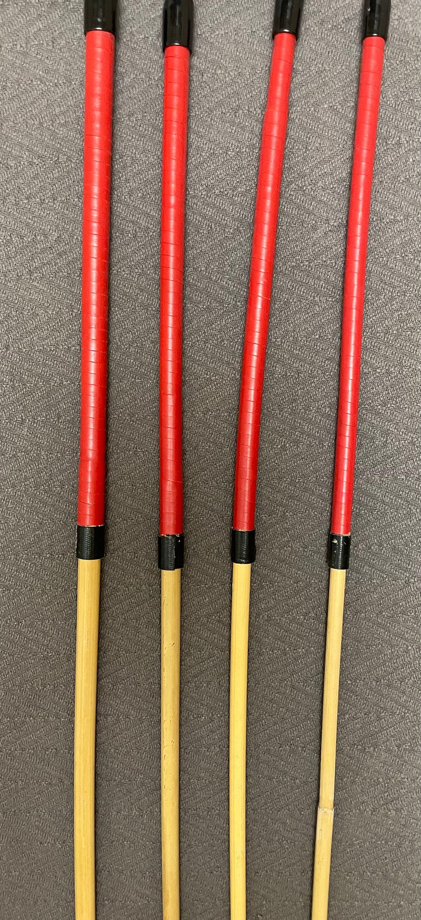 Professional Punitrix Extra Length Classic Dragon Rattan Whipping Canes - 100 to 110 cms Length - Red Kangaroo Leather Handles