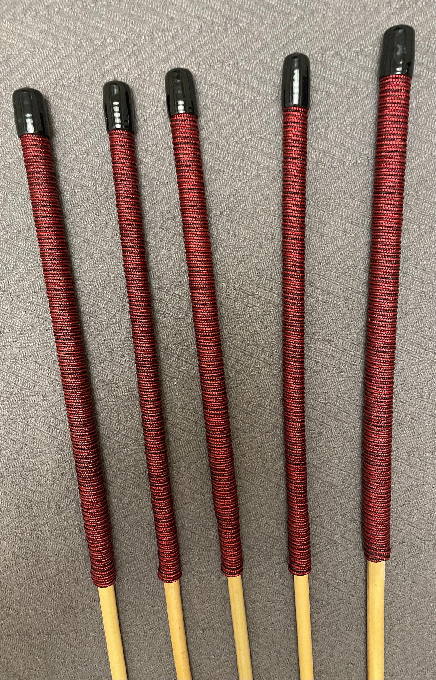 Knotless Dragon Canes / No Knot Dragon Canes /  School Canes Quintet Set of 5  - 82-84 cms L  & 8-8.5/9-9.5/10-10.5/11-11.5/12-12.5 mm D - LIQUORICE Paracord Handles
