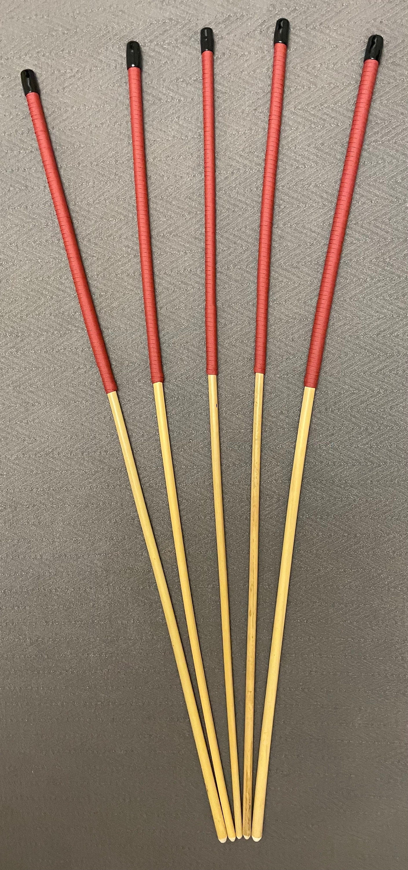 Set of 5 Knotless Dragon Canes / No Knot Rattan Canes / School Canes with Red Paracord Handles - 91 cms Length