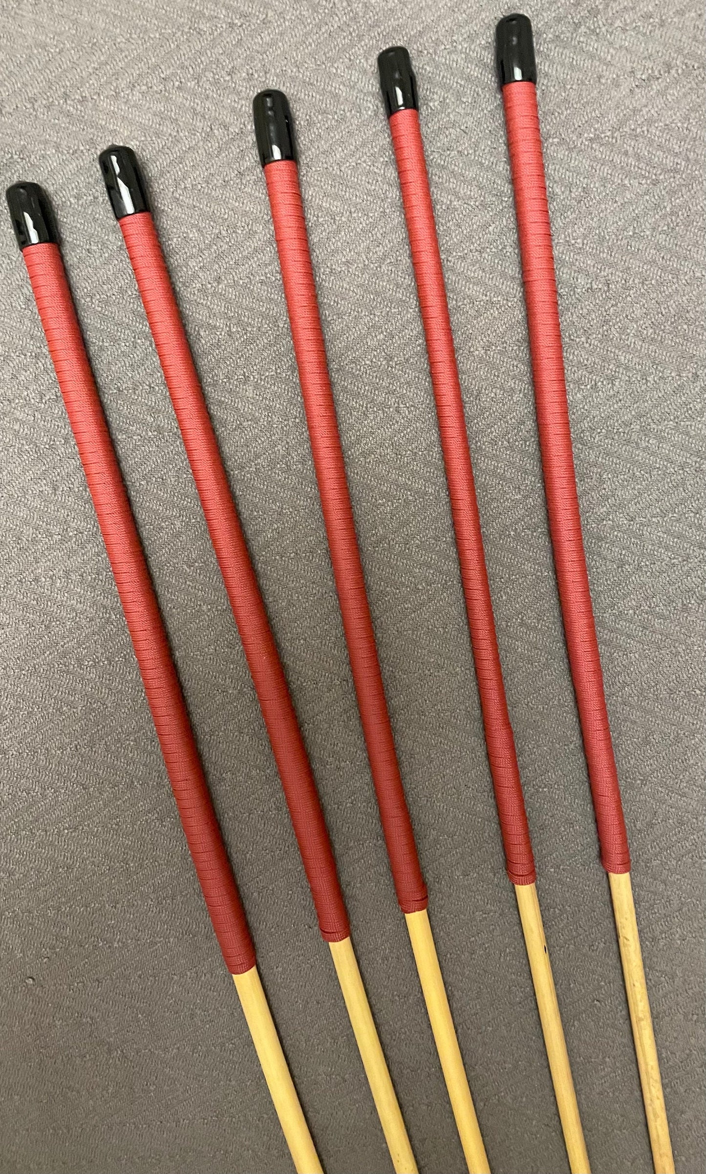 Set of 5 Knotless Dragon Canes / No Knot Rattan Canes / School Canes with Red Paracord Handles - 91 cms Length