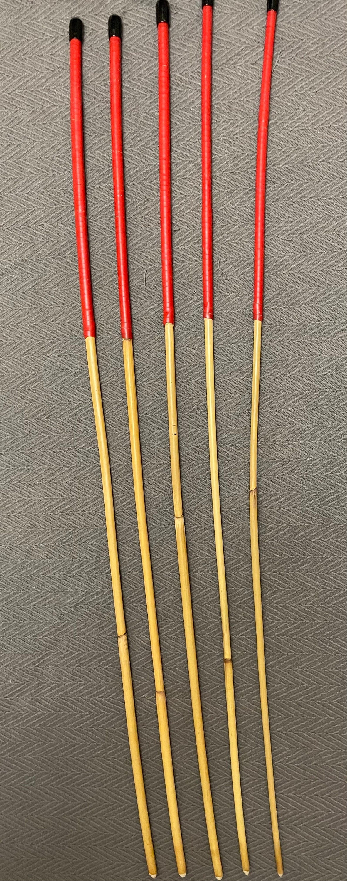 Set of 5 Long Whippy Dragon Canes with Red Kangaroo Leather Handles