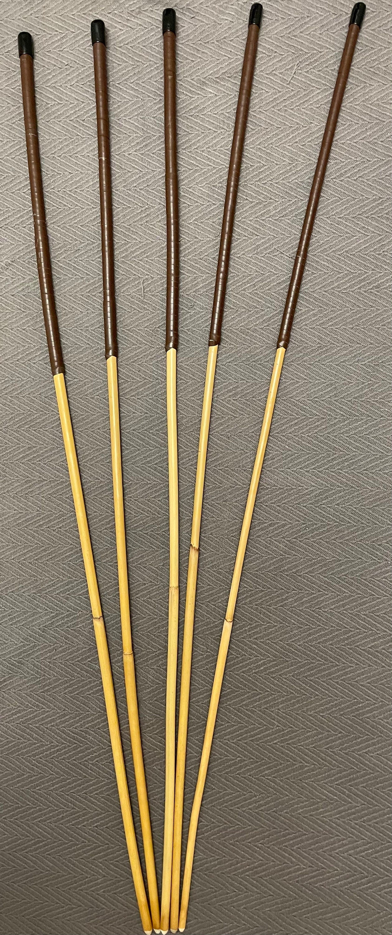 Set of 5 Long Whippy Dragon Canes with Brnady Kangaroo Leather Handles