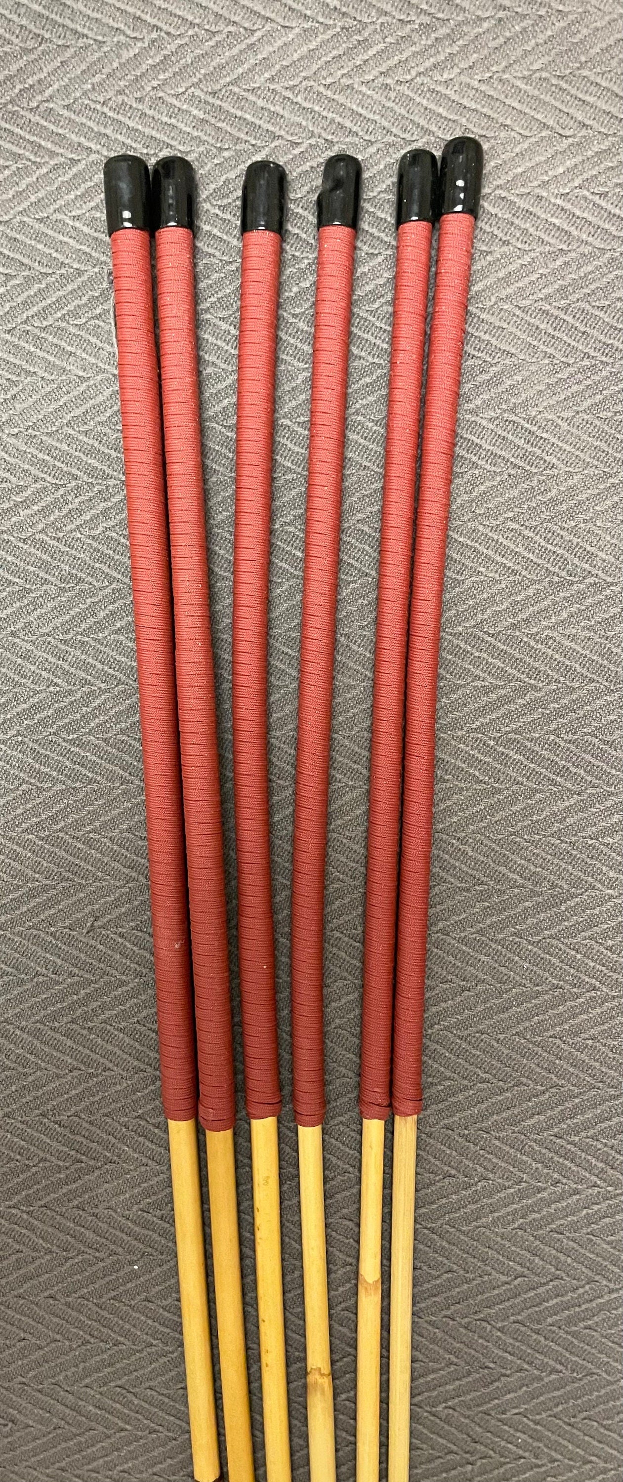 Six of the very Best Classic Dragon Rattan Punishment Cane Set  - 95 cms Length - Red Paracord Handles