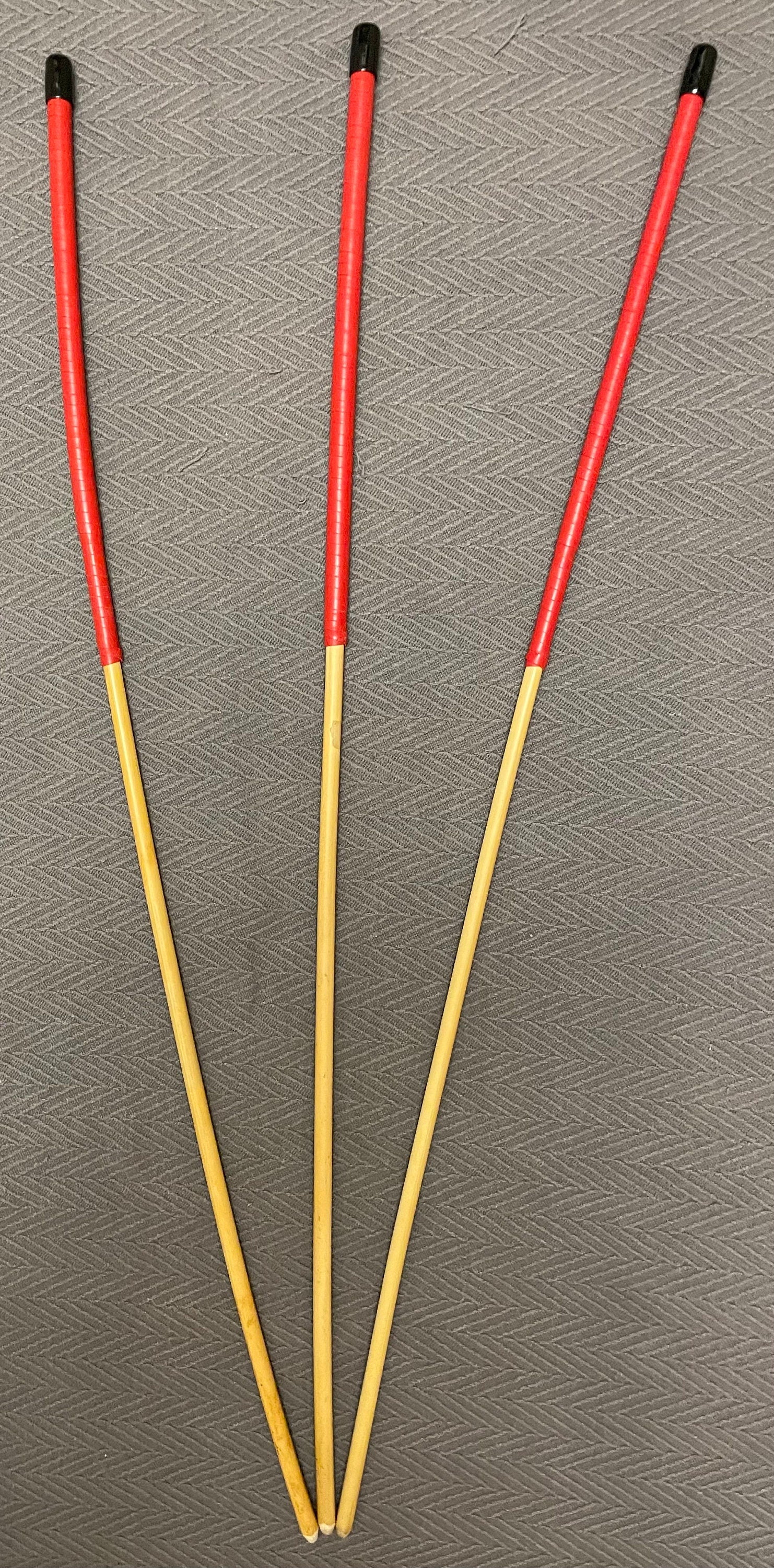 Set of 3 Knotless Dragon Canes / Ultimate Rattan Canes / No Knot Canes with Red Kangaroo Leather Handles