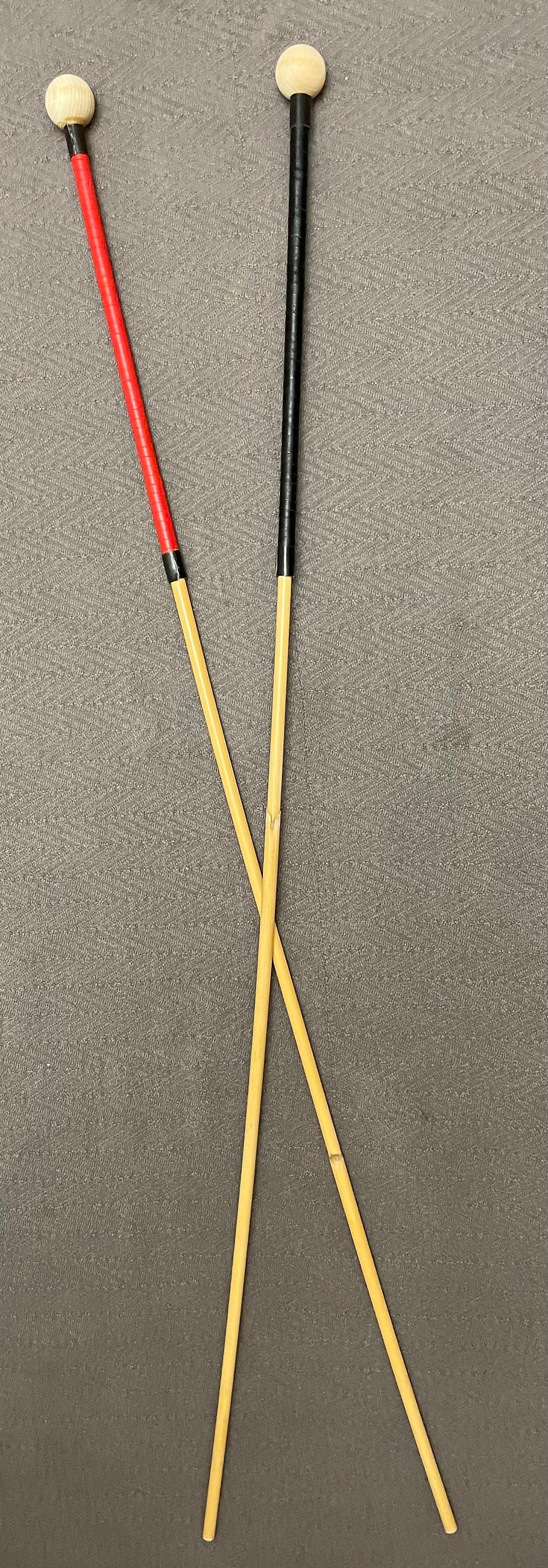 The Sultana Classic Dragon Rattan Punishment Cane  with Black and Red Kangaroo Leather Handles - Englishvice Canes