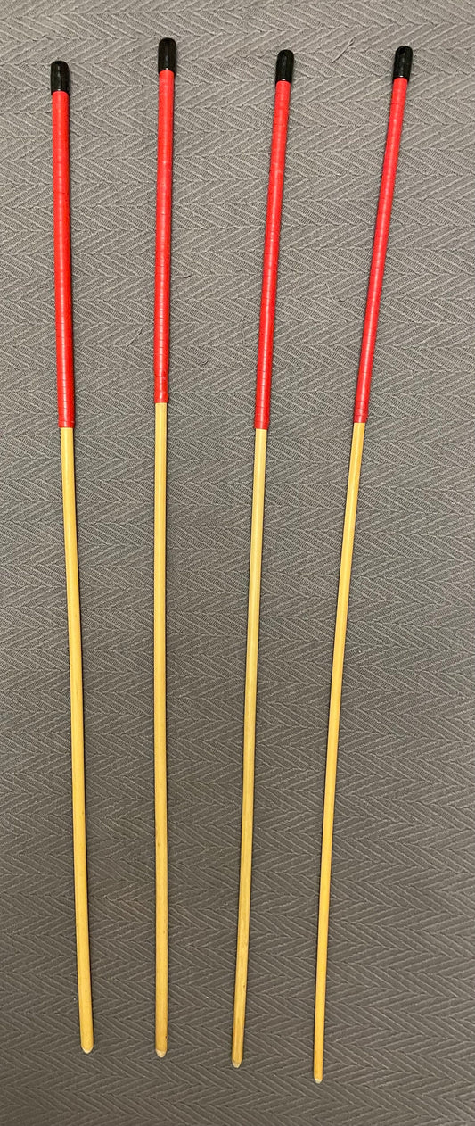 Set of 4 Knotless Dragon Canes / Ultimate Rattan Canes / No Knot Canes - 90 cms Length - Red Kangaroo Leather Handles